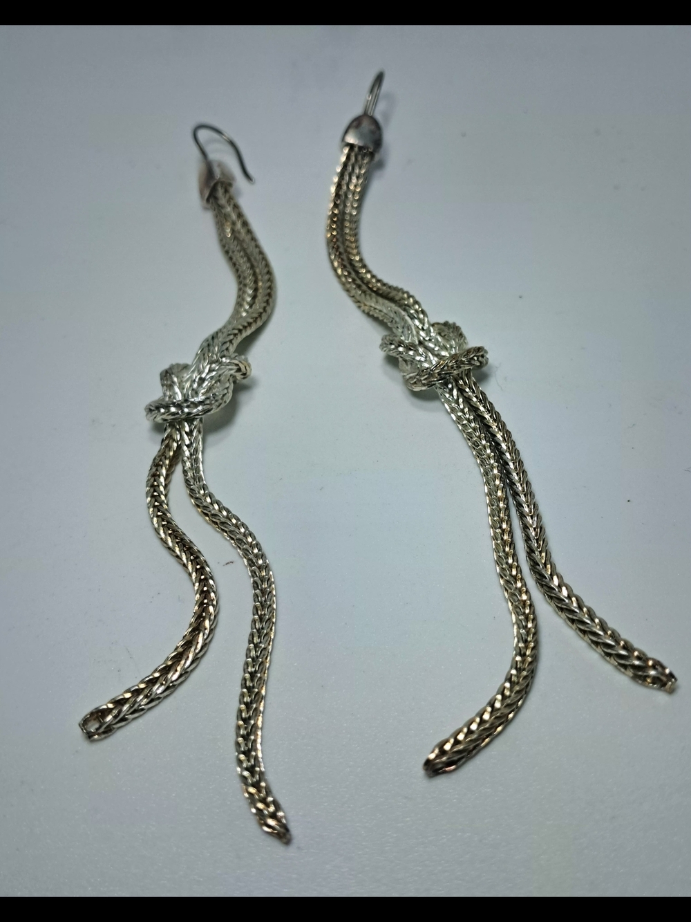 925 Sterling Silver Knot Drop Chain Earrings By John Hardy - Women Jewelry - Picture 3 of 5